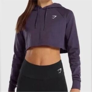 Gymshark Hoodie Women's Small Training Cropped Blue Purple Pullover Gym Workout